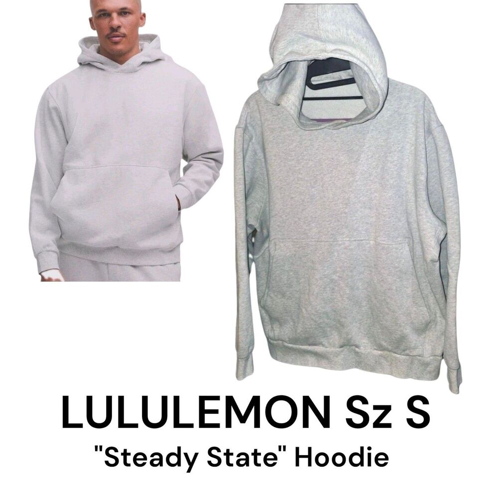 Lululemon Sz S Steady State Gray Relaxed Loungewear Pullover Hoodie Sweatshirt